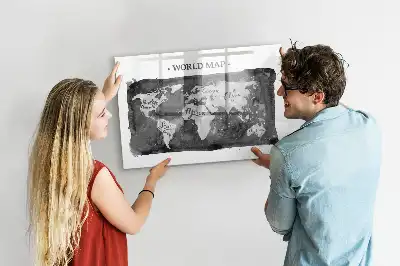 Quadro de apagar a seco magnético estilo mapa-múndi retro