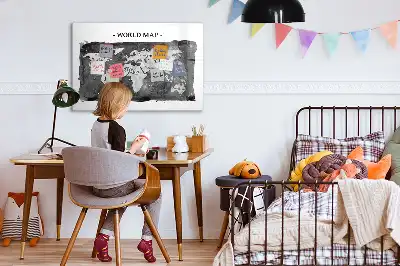 Quadro de apagar a seco magnético estilo mapa-múndi retro