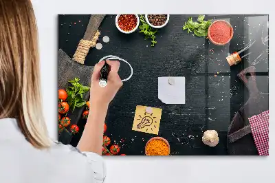 Quadro magnético com caneta para utensílios de cozinha