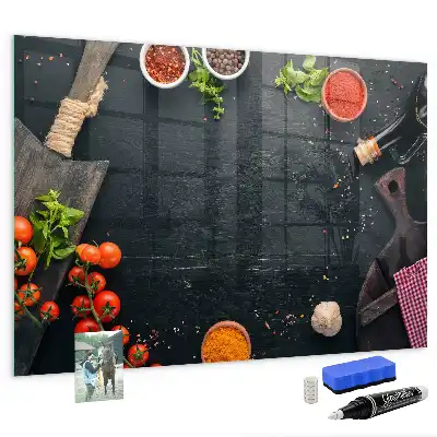 Quadro magnético com caneta para utensílios de cozinha
