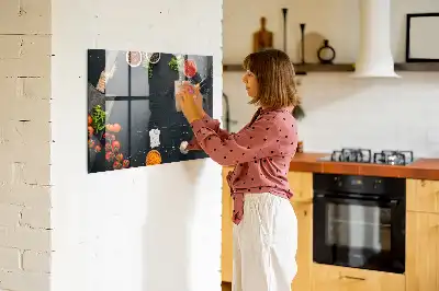 Quadro magnético com caneta para utensílios de cozinha