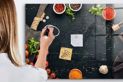 Quadro magnético com caneta para utensílios de cozinha