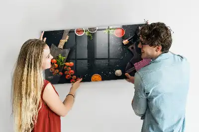 Quadro magnético com caneta para utensílios de cozinha