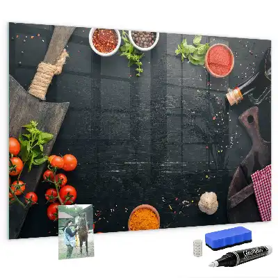Quadro magnético com caneta para utensílios de cozinha