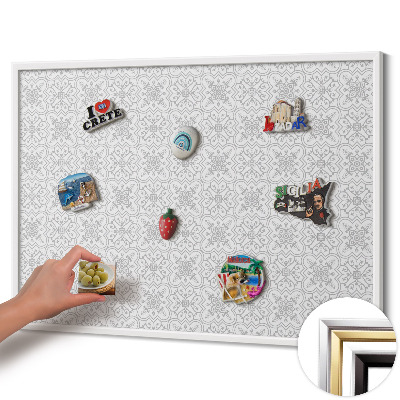 Quadro magnético com moldura branca Padrão de ornamento regular