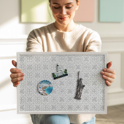 Quadro magnético com moldura branca Padrão de ornamento regular