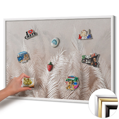 Quadro magnético com moldura branca Folhas boho naturais