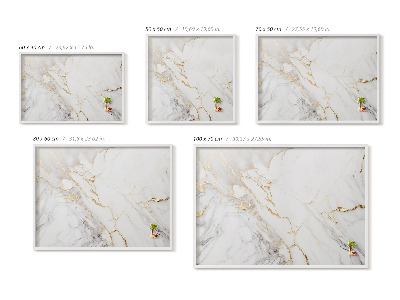 Quadro magnético com moldura branca Pedra de mármore elegante