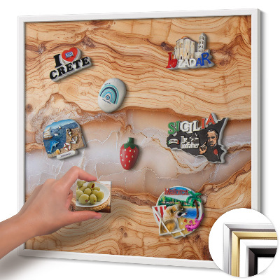 Quadro magnético com moldura branca Estrutura de madeira com resina