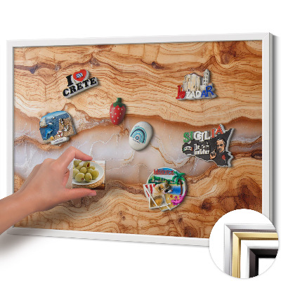 Quadro magnético com moldura branca Estrutura de madeira com resina