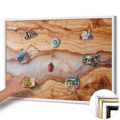 Quadro magnético com moldura branca Estrutura de madeira com resina