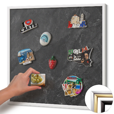 Quadro magnético com moldura branca Estrutura de pedra escura