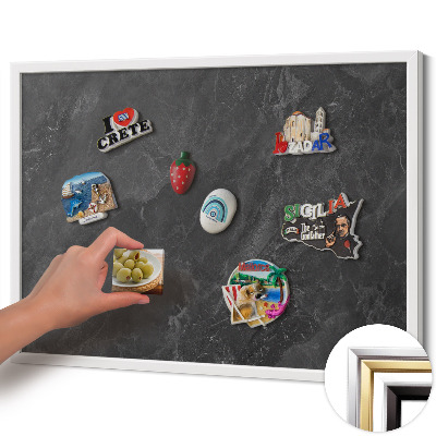 Quadro magnético com moldura branca Estrutura de pedra escura