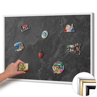 Quadro magnético com moldura branca Estrutura de pedra escura