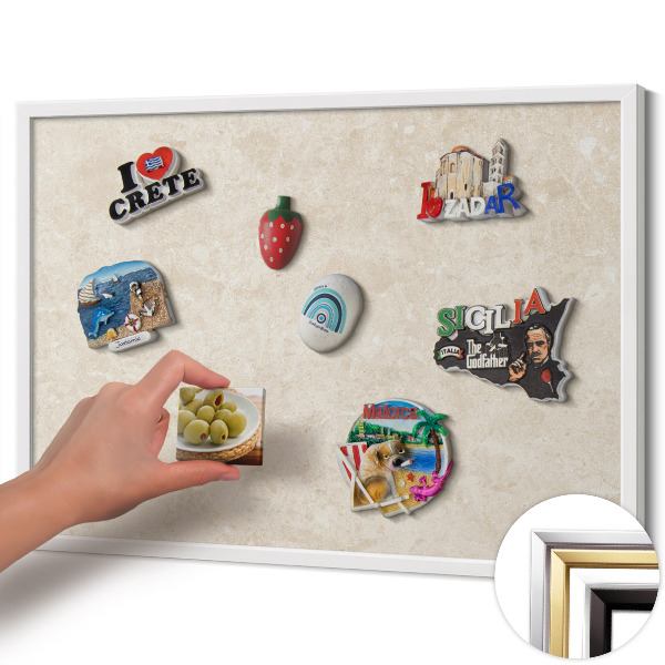 Quadro magnético com moldura branca Pedra clara elegante