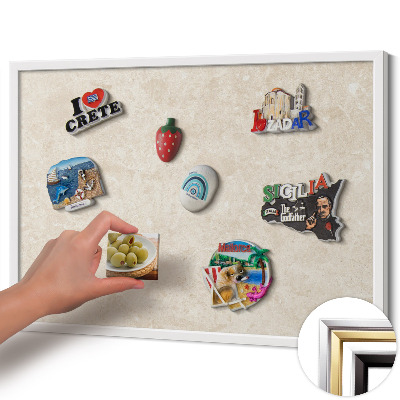 Quadro magnético com moldura branca Pedra clara elegante