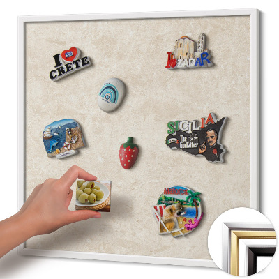 Quadro magnético com moldura branca Pedra clara elegante