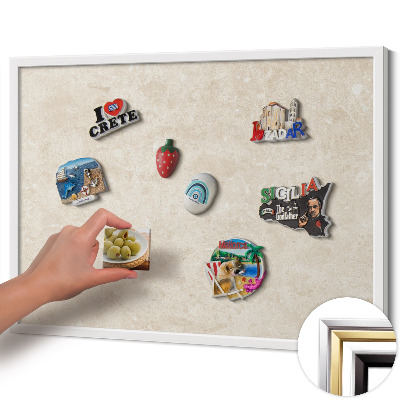 Quadro magnético com moldura branca Pedra clara elegante