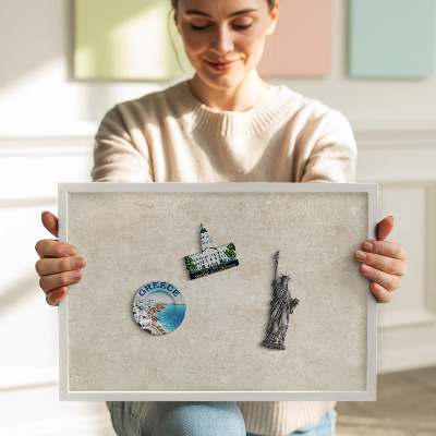 Quadro magnético com moldura branca Pedra clara elegante