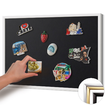 Quadro magnético com moldura branca Cor preta