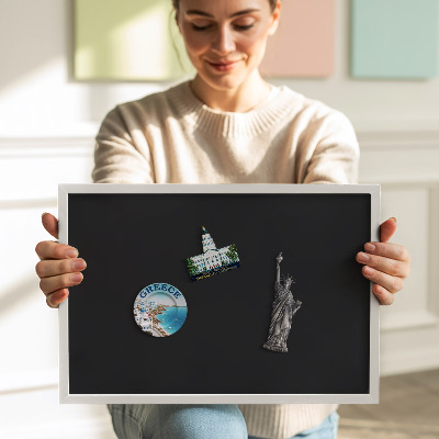 Quadro magnético com moldura branca Cor preta