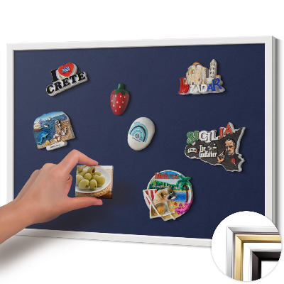 Quadro magnético com moldura branca Cor: azul marinho escuro