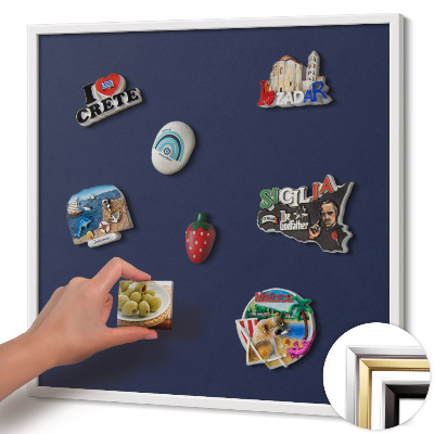 Quadro magnético com moldura branca Cor: azul marinho escuro