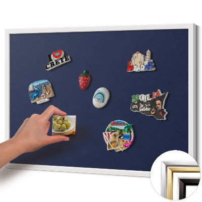 Quadro magnético com moldura branca Cor: azul marinho escuro