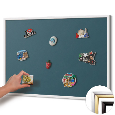 Quadro magnético com moldura branca Cor azul-petróleo escuro