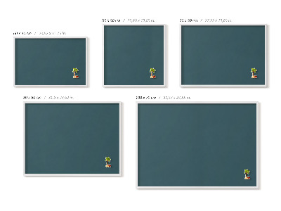 Quadro magnético com moldura branca Cor azul-petróleo escuro