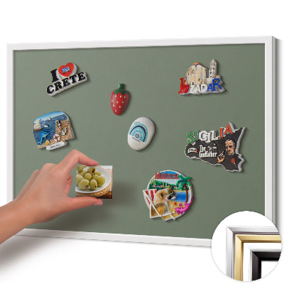 Quadro magnético com moldura branca Cor oliva