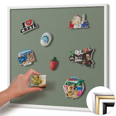 Quadro magnético com moldura branca Cor oliva
