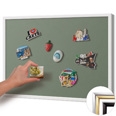 Quadro magnético com moldura branca Cor oliva