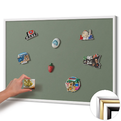 Quadro magnético com moldura branca Cor oliva