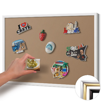 Quadro magnético com moldura branca Cor marrom claro