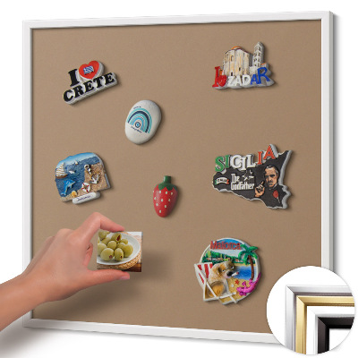 Quadro magnético com moldura branca Cor marrom claro