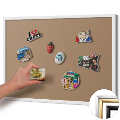 Quadro magnético com moldura branca Cor marrom claro
