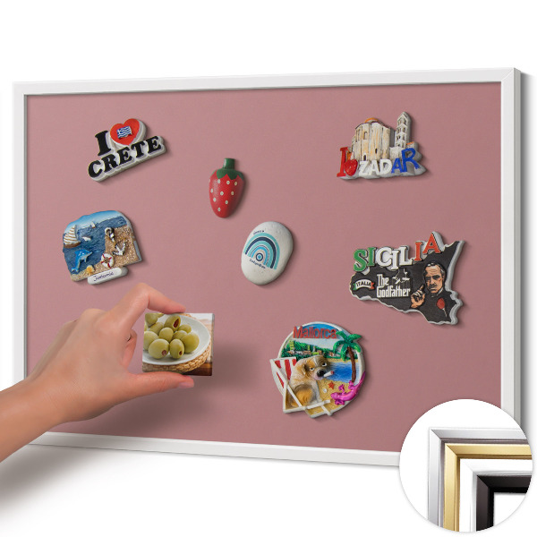 Quadro magnético com moldura branca Cor rosa pastel
