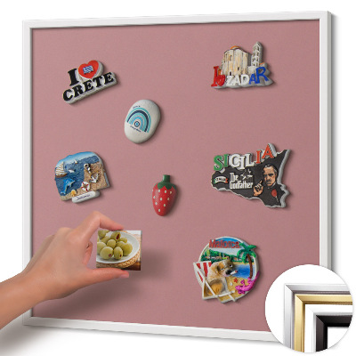 Quadro magnético com moldura branca Cor rosa pastel