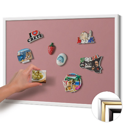 Quadro magnético com moldura branca Cor rosa pastel