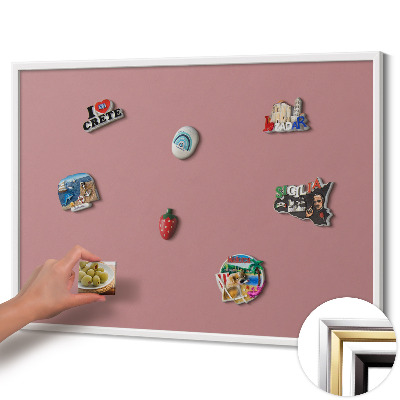 Quadro magnético com moldura branca Cor rosa pastel