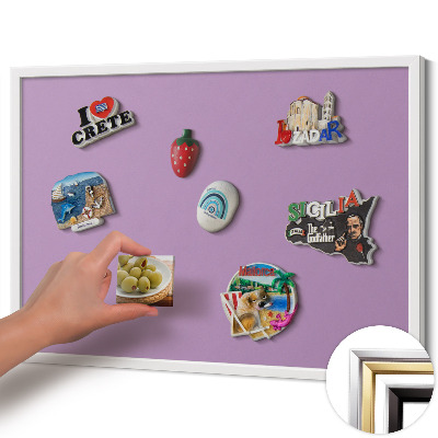 Quadro magnético com moldura branca Cor roxa pastel