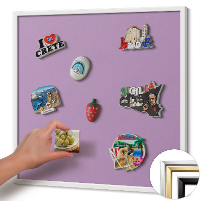 Quadro magnético com moldura branca Cor roxa pastel