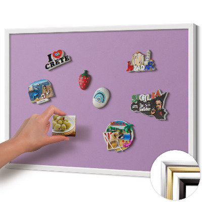 Quadro magnético com moldura branca Cor roxa pastel