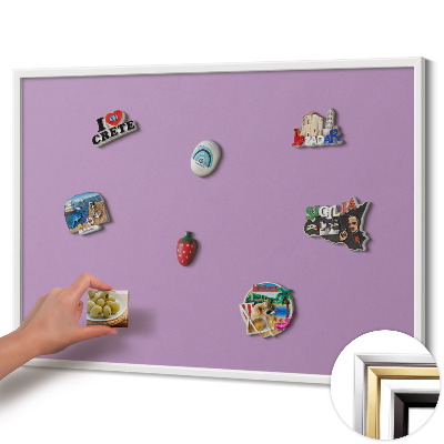Quadro magnético com moldura branca Cor roxa pastel
