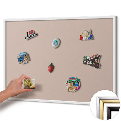 Quadro magnético com moldura branca Cor rosa pó bege