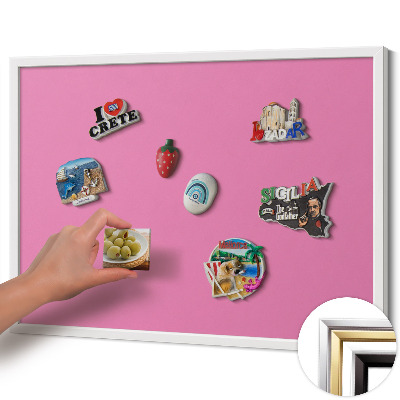 Quadro magnético com moldura branca Cor rosa