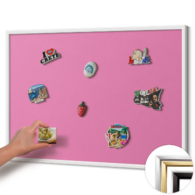 Quadro magnético com moldura branca Cor rosa