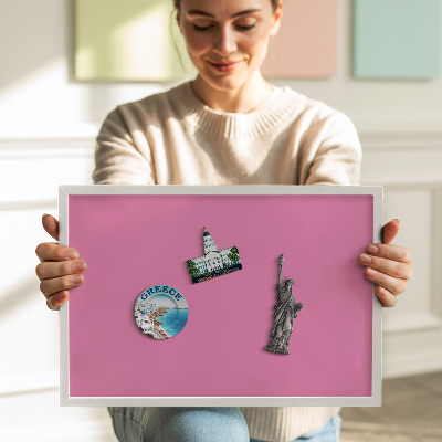 Quadro magnético com moldura branca Cor rosa