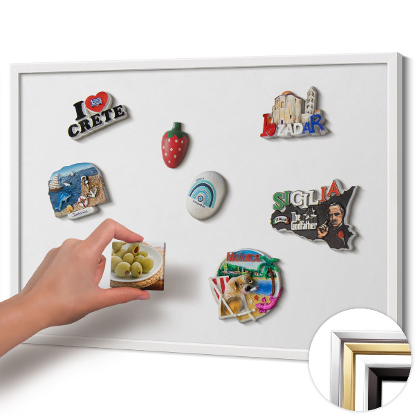 Quadro magnético com moldura branca Cor branca